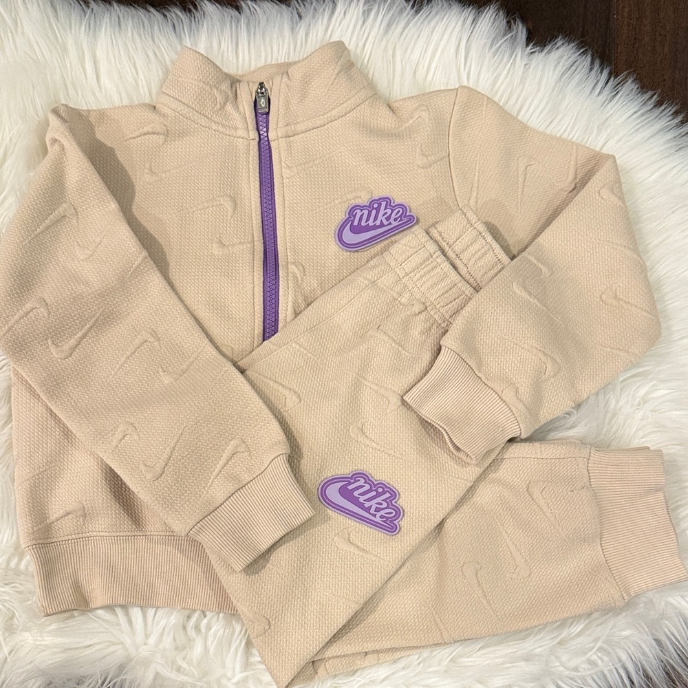 Nike Cream Tracksuit with Purple Details